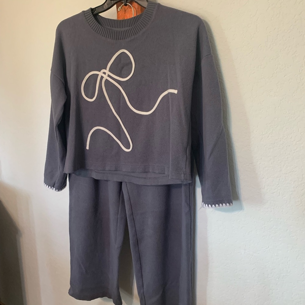 Sincerely Jules Women Pajama Set in Charcoal with White Design